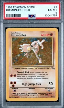 PSA 6 - Pokemon Fossil Hitmonlee 7/62 Holo - NEW CERT - Image 3