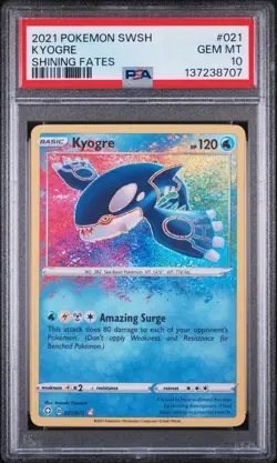 Kyogre 021/072 Shining Fates Pokemon PSA 10 - Image 1