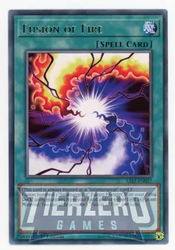 Yugioh Fusion of Fire SAST-EN057 Rare 1st Edition Near Mint / LP - Image 1