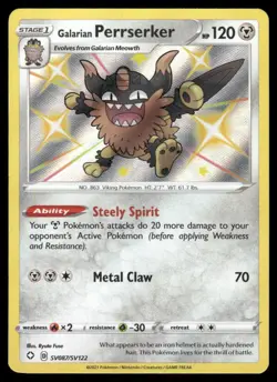 Pokemon Cards Galarian Perrserker SV087/SV122 Shining Fates NM - Image 1
