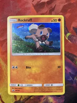 Pokemon TCG - Rockruff SM Black Star Promo SM120 Holo Promo 2018 MP - Image 1
