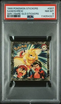 1999 POKEMON STICKERS SER 1 RARE GOLD STICKERS #R07 SANDSHREW PSA 8 - Image 1
