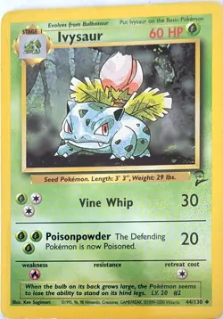 Ivysaur 44/130 Uncommon Base Set 2 Pokemon Moderately Played - Image 1