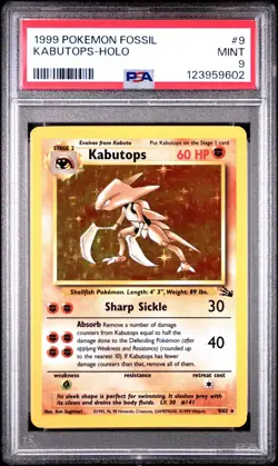 PSA 9 Mint Kabutops Holo 1999 Fossil #9/62 Pokemon Card TCG WOTC Set - Image 1