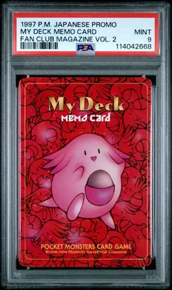 Pokemon Card My Deck Memo Chansey Fan Club Magazine Volume 2 Promo 1997 PSA 9 - Image 1