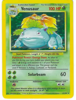 Pokemon TCG, Rare Holo Venusaur 015/102 Base Set, WOTC 1999 - Image 1