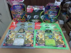 POKEMON ASCENDED (4) BLISTER + PERFECT BOOSTER BOX + (2) MEGA CHARIZARD TINS - Image 1