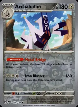 Archaludon 070/131 Sv: Prismatic Evolutions Reverse Holo Pokemon NM - Image 1
