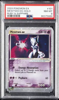 2003 POKEMON EX RUBY & SAPPHIRE #101 MEWTWO EX-HOLO PSA 8 - Image 1