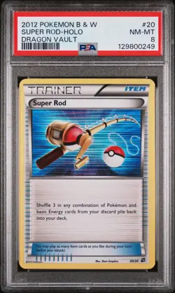2012 POKEMON B&W DRAGON VAULT #20 SUPER ROD-HOLO PSA 8 - Image 1