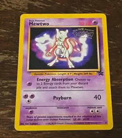 Pokemon TCG Mewtwo Black Star Promo 3 WOTC 1999 WB ‘The First Movie’ Stamp LP - Image 1
