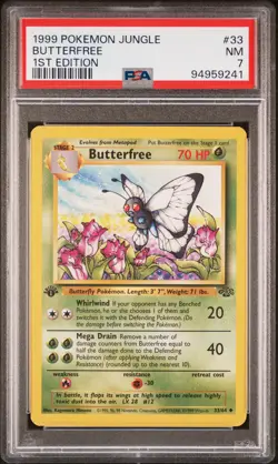 1999 POKEMON JUNGLE 1ST ED #33 BUTTERFREE PSA 7 - Image 1