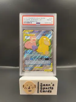 Unified Minds Pokemon Slowpoke and Psyduck Tag Team GX Card 218/236 PSA 8 - Image 1