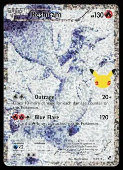 Reshiram 113/114 Holo Celebrations Classic Collection Pokemon Card - Image 1