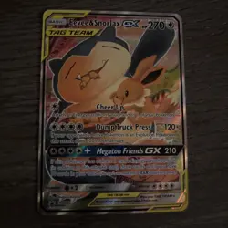 Eevee & Snorlax GX Tag Team Holo Full Art Promo Card Sun & Moon SM169 - Image 1