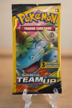 7.82g Pokemon TCG Team Up Mini Booster Pack 3 Card Celebi Venusaur Art Sealed - Image 2