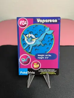Vaporeon 134 Burger King Mewtwo Strikes Back 9 PokeTrivia Vintage Pokemon Card - Image 1