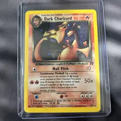 Dark Charizard First 1st Edition Holo SWIRL Team Rocket 4 4/82 Pokemon LP YF1 - Image 4
