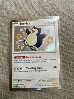 Pokemon Snorlax 202/091 SV: Paldean Fates Shiny Rare Holo 150 HP Ability - Image 1