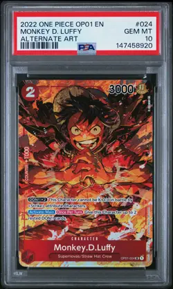Monkey D. Luffy 024 Alternate Art One Piece Op01 Romance Dawn One Piece PSA 10 - Image 1
