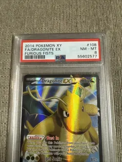 2014 POKEMON XY FURIOUS FISTS #108 FULL ART/DRAGONITE EX PSA 8 - Image 2