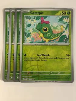 Pokemon TCG 151 4x Playset Reverse Holographic Caterpie 010/165 Near Mint - Image 1