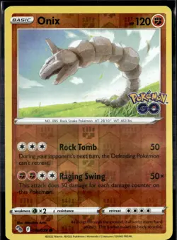 Onix 036/078 Common Pokemon GO Pokemon Reverse Holo Lightly Played - Image 1