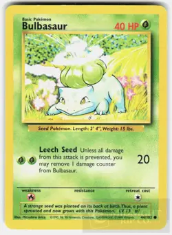 POKEMON BULBASAUR 44 BASE SET UNLIMITED LP - Image 1