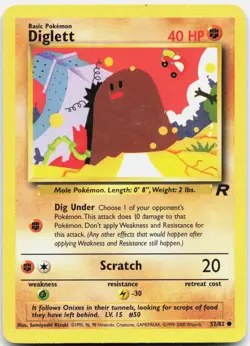 Diglett Common Team Rocket Unlimited 52/82 HP Pokemon - Image 1