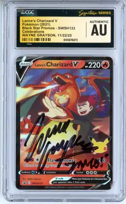 CGC Authentic Wayne Grayson Pokemon Lance's Charizard V SWSH133 Black Star Promo - Image 1