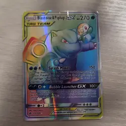Pokemon Blastoise & Piplup GX TAG TEAM Rainbow Rare Holo 253/236 270 HP - Image 1