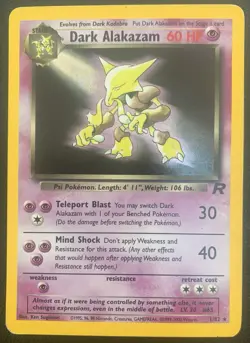 DARK ALAKAZAM 1/82 Team Rocket Unlimited Rare Holo Pokemon Card MP - Image 1