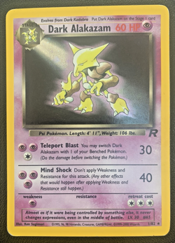 DARK ALAKAZAM 1/82 Team Rocket Unlimited Rare Holo Pokemon Card MP - Image 3