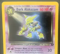 DARK ALAKAZAM 1/82 Team Rocket Unlimited Rare Holo Pokemon Card MP - Image 4