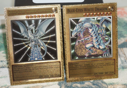 Yugioh Custom Gold Foil Cards Oricas Blue-Eyes White Dragon Set - Image 1