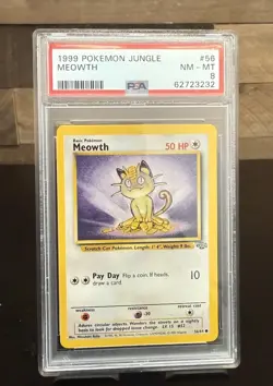 Pokemon Meowth Jungle 56/64 1999 Regular Unlimited PSA 8 Graded Card - Image 2