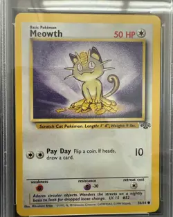 Pokemon Meowth Jungle 56/64 1999 Regular Unlimited PSA 8 Graded Card - Image 3