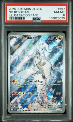 2025 POKEMON JTG EN-JOURNEY TOGETHER 167 N'S RESHIRAM ILLUSTRATION RARE NM-MT 8 - Image 1