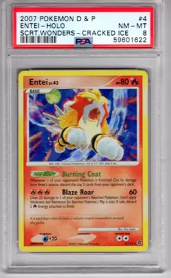 Pokemon Diamond And Pearl Secret Wonders #4 Entei Holo Cracked Ice PSA 8 - Image 1