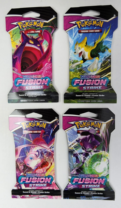 Pokemon Fusion Strike Sleeved Sealed Booster Art Set 4 Packs - Factory Sealed - Image 1