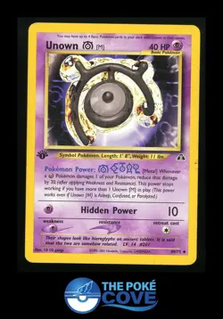 Unown [M] 49/75 | Neo Discovery 1st Edition | Pokemon Uncommon | DMG - Crease - Image 1
