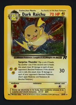 Dark Raichu 83/82 Team Rocket Unlimited Holofoil Secret Rare Pokemon TCG - Image 1