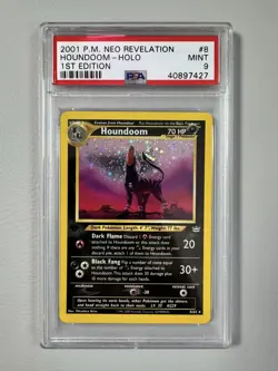2001 POKEMON NEO REVELATION 1ST ED #8 HOUNDOOM-HOLO PSA 9 - Image 1