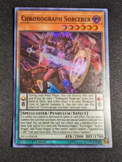 Yugioh Chronograph Sorcerer FIGA-EN058 1st Edition Super Rare NM - Image 1
