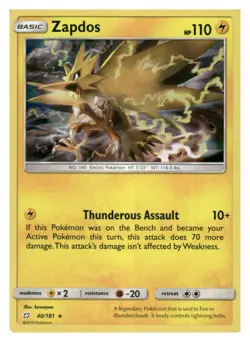 Zapdos 40/181 Holo Rare Team Up Pokemon Lightly Played - Image 1