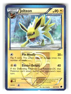 Jolteon 34/116 Uncommon Plasma Freeze Pokemon Moderately Played - Image 1
