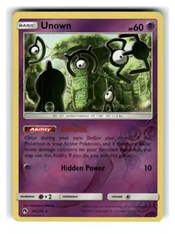 Unown 90/214 Rare Lost Thunder Pokemon Reverse Holo Near Mint - Image 1
