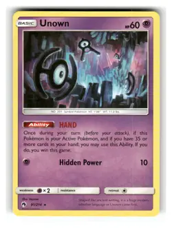 Unown 91/214 Rare Lost Thunder Pokemon Lightly Played - Image 1