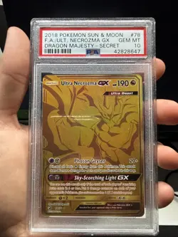 Secret - Ultra Necrozma GX Pokemon Sun & Moon Dragon Majesty PSA 10 MINT low POP - Image 1