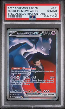 2026 POKEMON ASC EN-ASCENDED HEROES #281 TEAM ROCKET'S MEWTWO EX PSA 10 - Image 1
